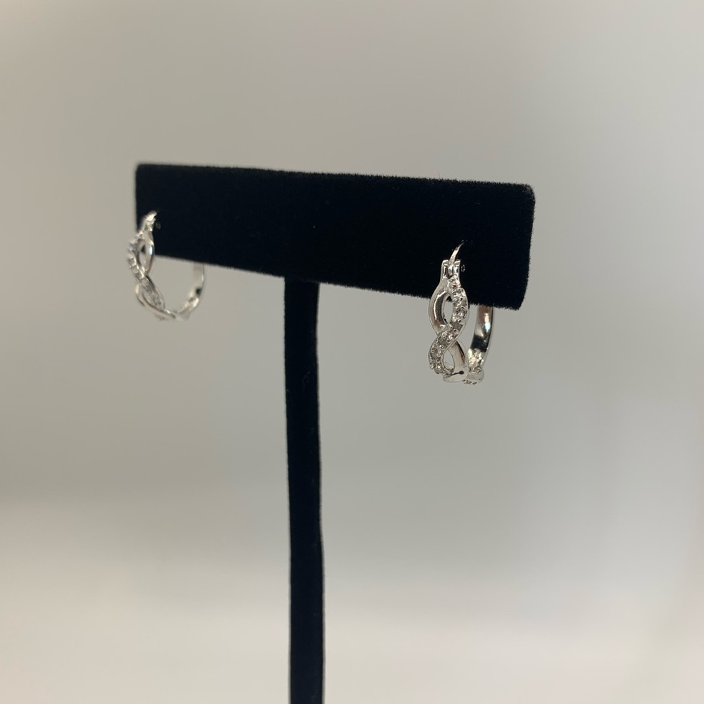 Diamond Infinity Silver Dangle Earrings